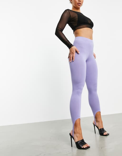 ASYOU - Jersey legging met bandje onder de voet in violet, deel van co-ord set, 2 van 4
