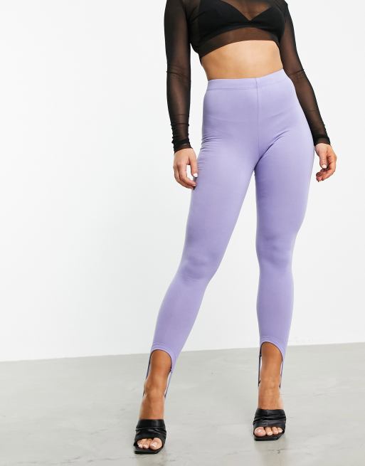 ASYOU - Jersey legging met bandje onder de voet in violet, deel van co-ord set, 4 van 4