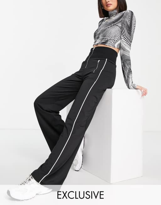 ASYOU - Joggingbroek met wijde pijpen en jaren 90-stijl in zwart