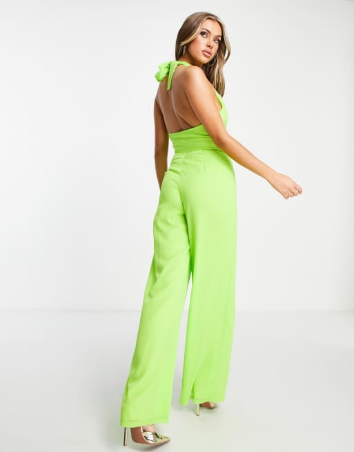 ASYOU – Jumpsuit in Limettengrün mit Wasserfallausschnitt, 2 von 4