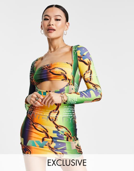 ASYOU - Jurk met bandeau-inzet in Play-print