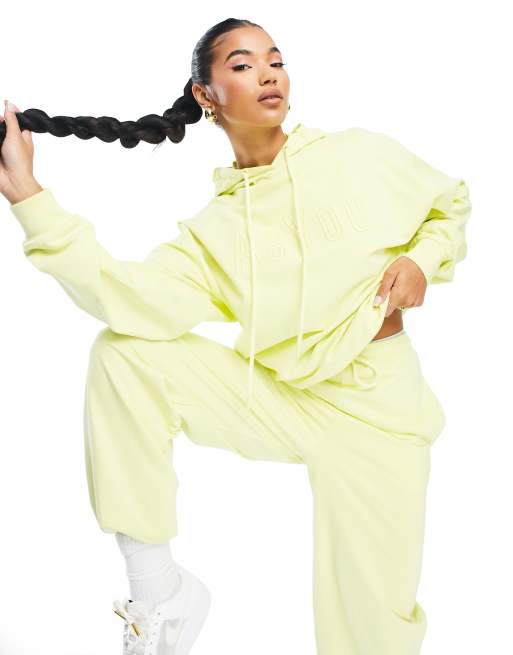 ASYOU – Kapuzenpullover mit Markenstickerei in Limettengrün, Kombiteil