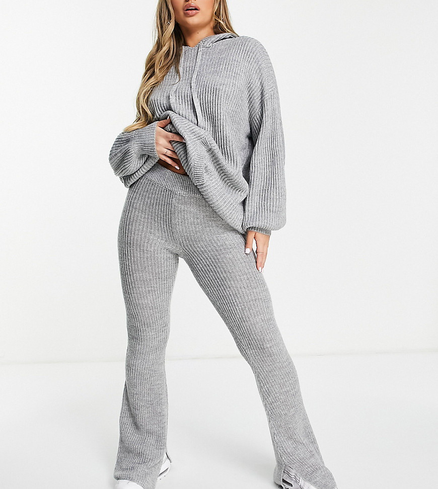 ASYOU knitted flare pant in gray - part of a set-White