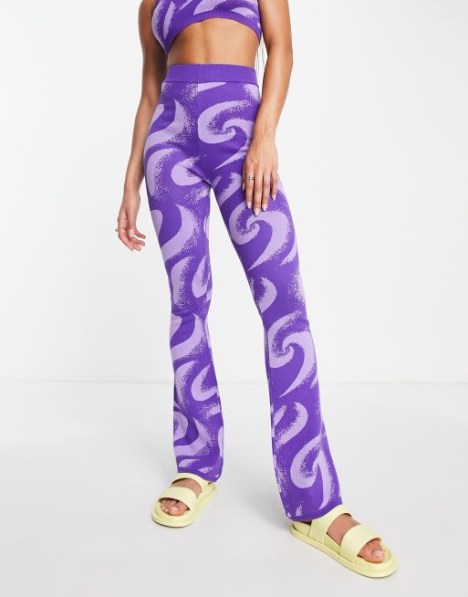 ASYOU knitted flare trouser co-ord in purple swirl print ASOS