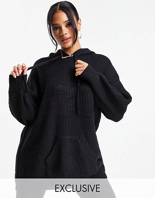 ASYOU co-ord knitted hoodie in black