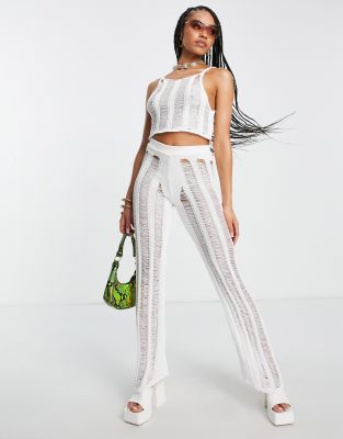 ASYOU knitted ladder trouser co-ord in white - ASOS Price Checker