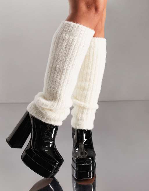 ASOS DESIGN knitted leg warmer in black