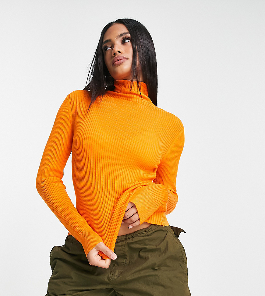 ASYOU knitted roll neck sweater in orange-Multi