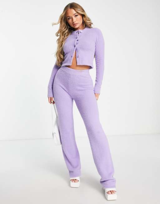  ASYOU knitted super soft cardigan co-ord in lilac, 4 of 4