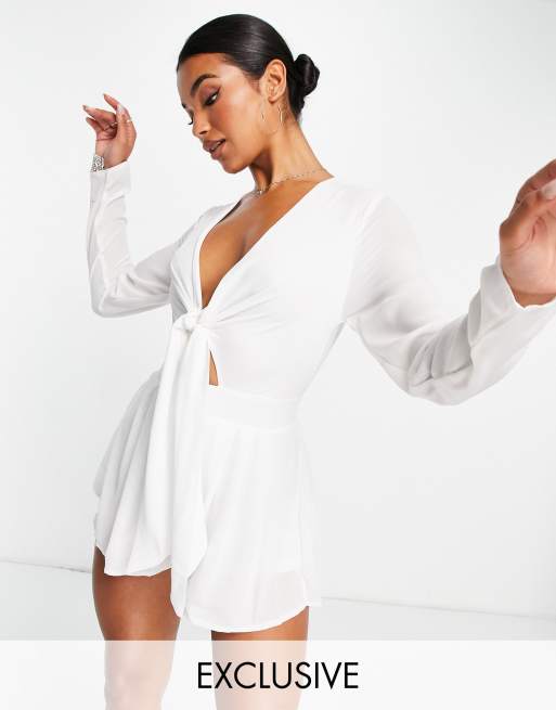 White store plunge playsuit