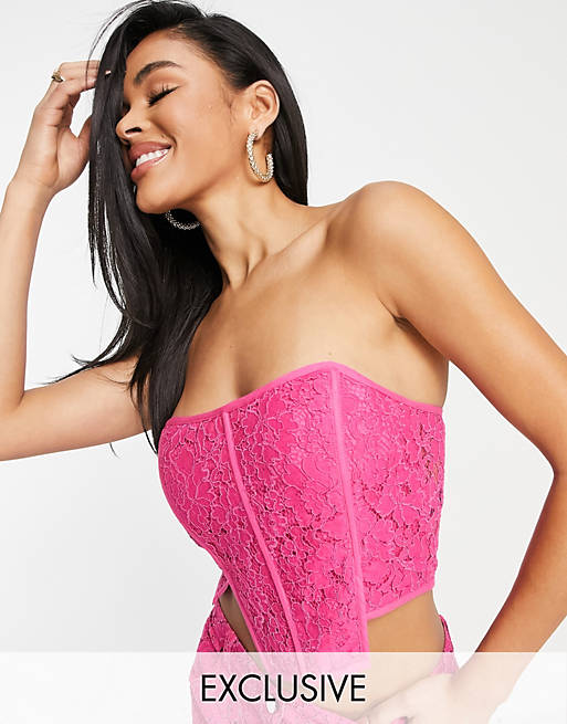 ASYOU lace corset in pink (part of a set)