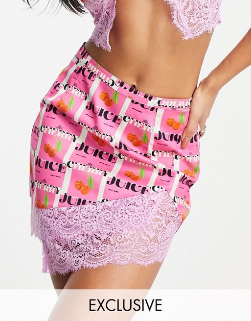 Asyou Lace Detail Side Split Mini Skirt Co Ord In Pink Asos 