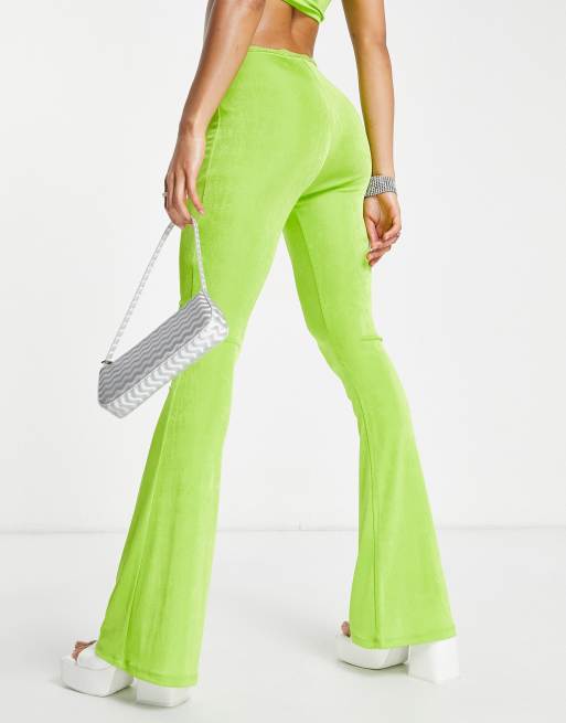 Lime green discount flare pants