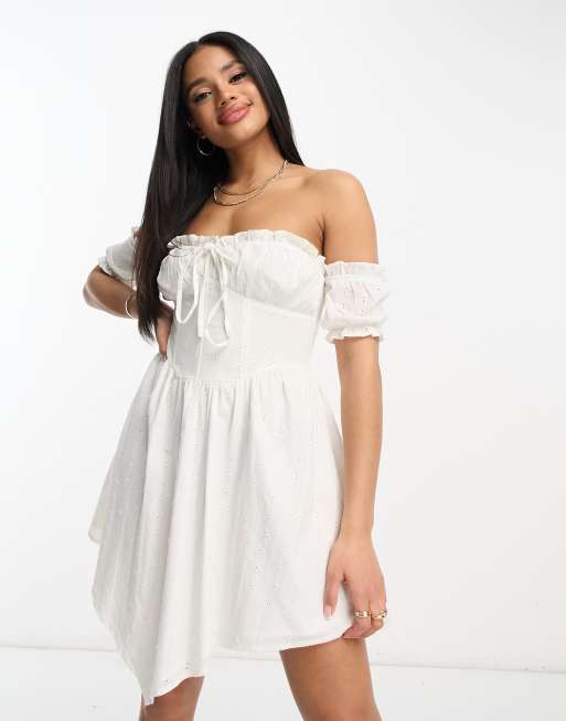 Asos white outlet bardot dress