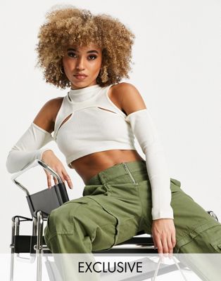 ASYOU layer cut out waffle top in white - ASOS Price Checker