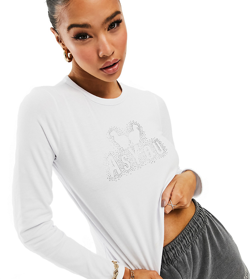 AsYou long sleeve hot fix graphic T-shirt in white