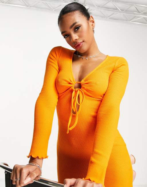 Orange sweater best sale dress long sleeve