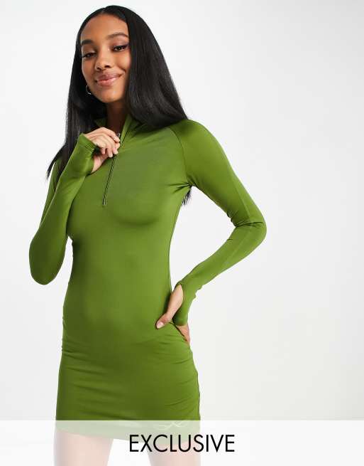 Zip front 2025 long sleeve dress