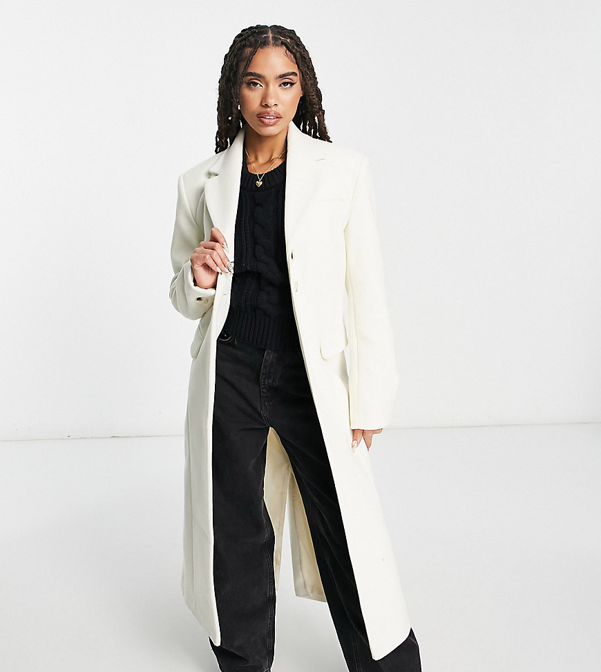 ASYOU longline blazer coat in cream-White