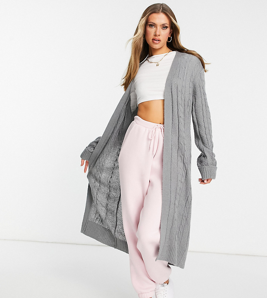 ASYOU longline knitted cardigan in gray-Grey