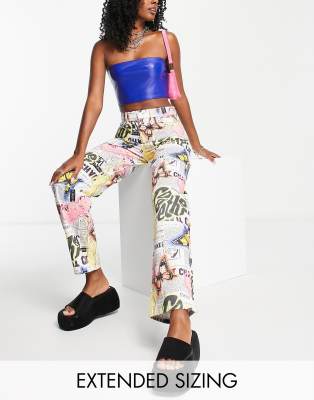 AsYou ASYOU low rise dad jean in newspaper print-Multi