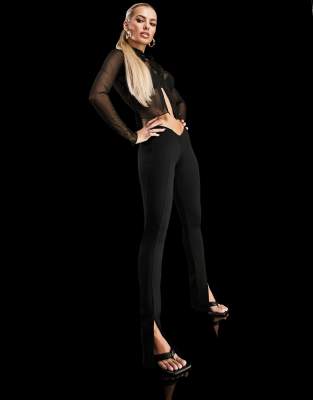 low rise black flare pants