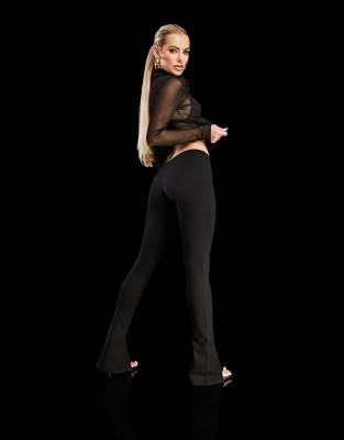 low rise black flare pants