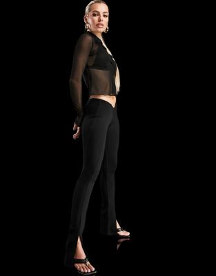 low rise black flare pants
