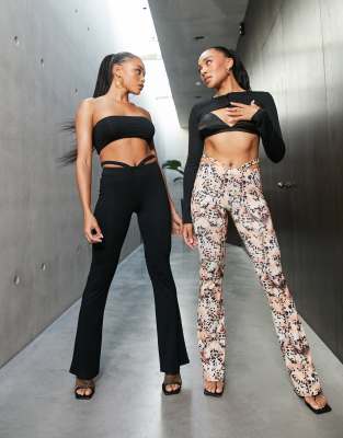 hip cut out flare pants