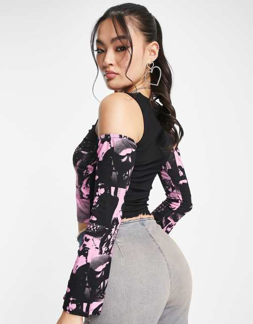 ASYOU – Mehrfarbig bedrucktes Tanktop mit Strasssteinverzierung, 2 von 4