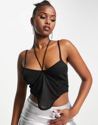 Parisian mesh corset top in black