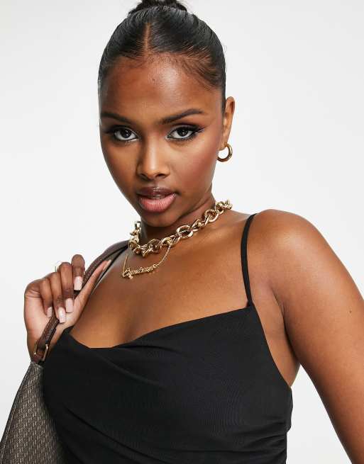 ASYOU mesh cowl scarf top in black , 4 of 4