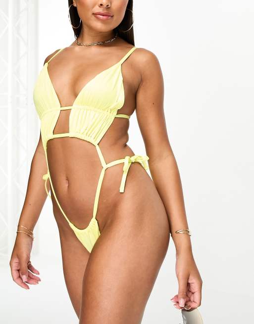 Asos yellow outlet swimsuit