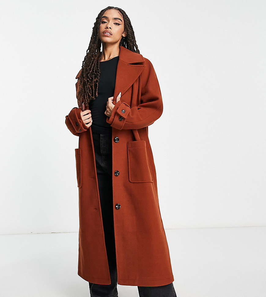 ASYOU midaxi oversized coat in brown