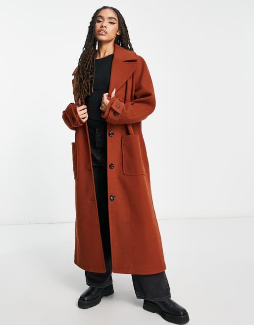 ASYOU midaxi oversized coat in brown ASOS