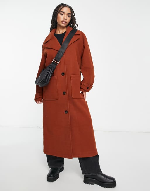 ASYOU midaxi oversized coat in brown ASOS