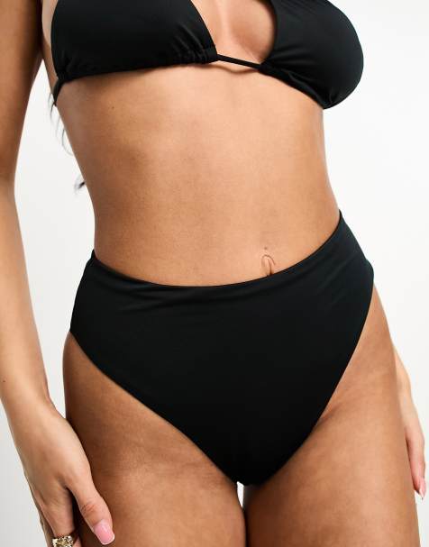 ASYOU mix & match high waist high leg bikini bottoms in black - view 1