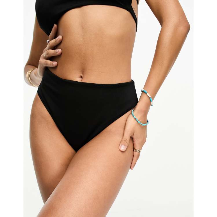 ASYOU mix & match v front high waist bikini bottom in black