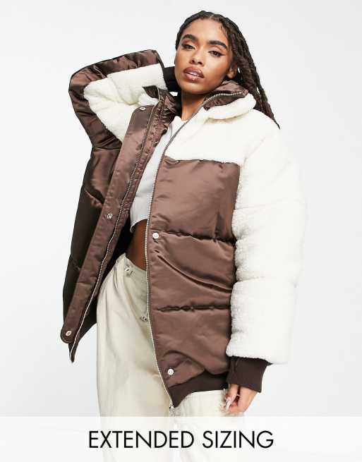 ASYOU satin crop puffer jacket in metallic silver - part of a set, ASOS