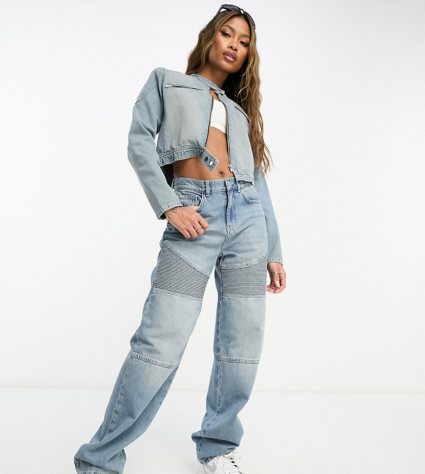 ASYOU motocross straight jean in bleach tint - part of a set-Blue