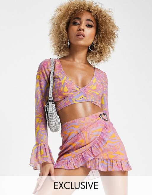 AsYou – Neonowy top w zwierzęcy wzór z wiązaniem z przodu