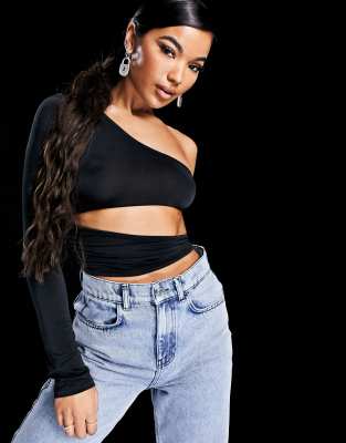one shoulder cut out crop top