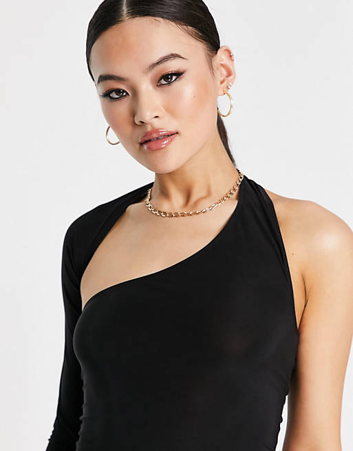 Dresses ASYOU one sleeve mini dress in black 