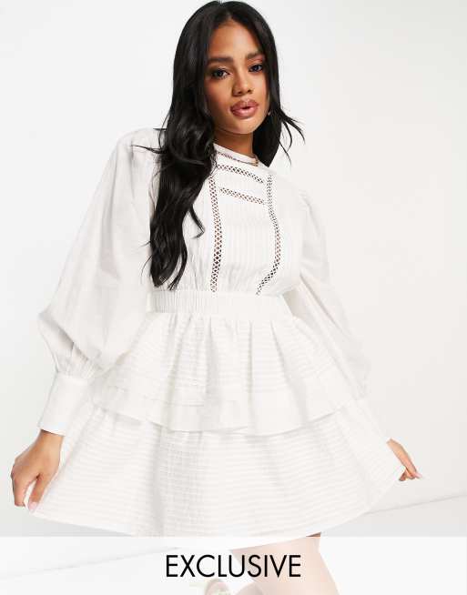 ASYOU open back broderie mini dress in off white