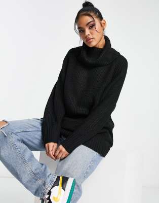AsYou ASYOU open back knitted roll neck jumper in black
