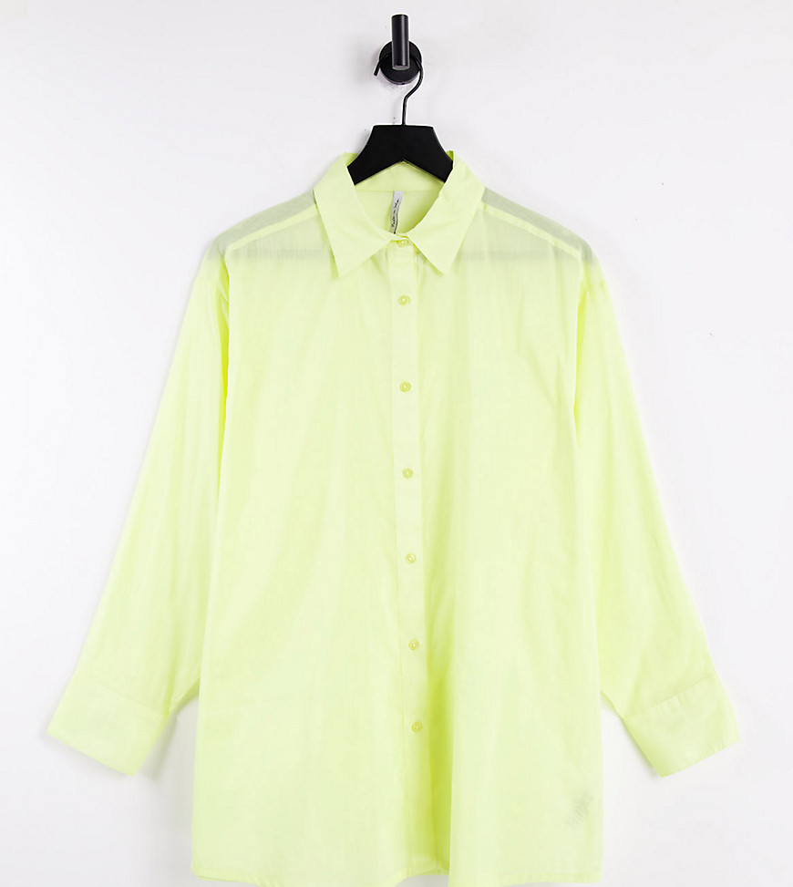 ASYOU – Oversize-Hemd aus Voile in Zitronengelb