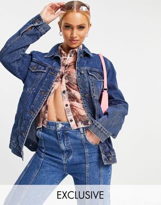 ASYOU oversized classic denim jacket in washed classic blue
