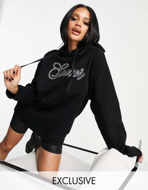 ASYOU oversized hoodie with crystal graphic in black | ASOS