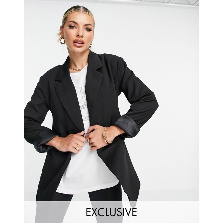 ASYOU oversized nipped waist jacket in black