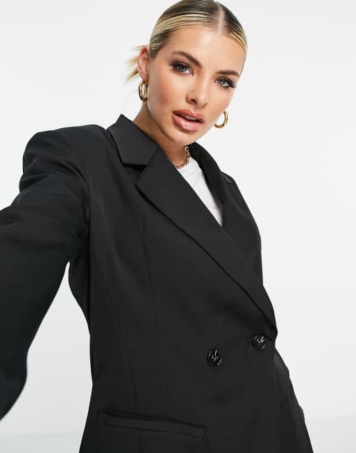 ASYOU oversized nipped waist jacket in black, 3 of 4